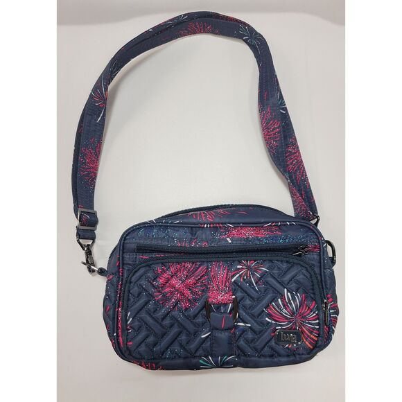 NEW Lug Carousel Crossbody Bag Navy Fireworks Quilted Pattern Adjustable Strap - Picture 1 of 6